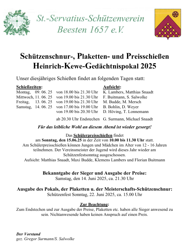 Schiesswettbewerbe 2025